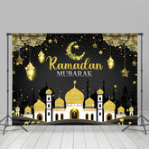 Aperturee Glitter And Black-Golden Ramadan Mubarak Backdrop